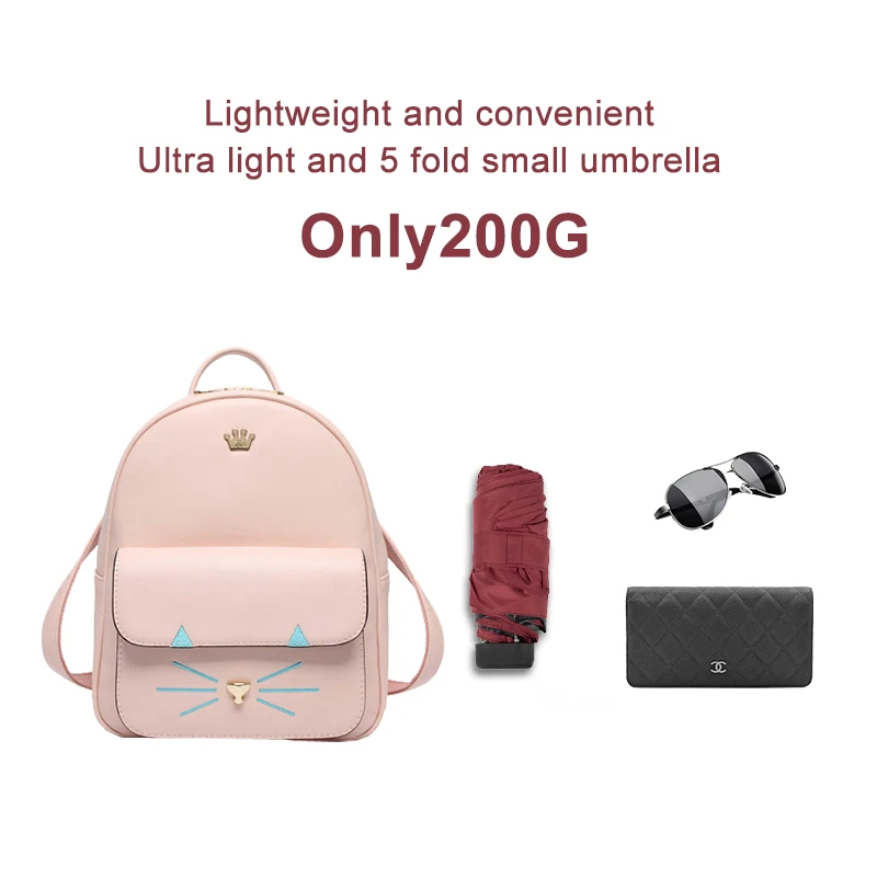 Fancytime 200g Mini Small Umbrella Folding Umbrella Pocket Women Kids Umbrella Anti-UV Women's Umbrella Sunny Rainy