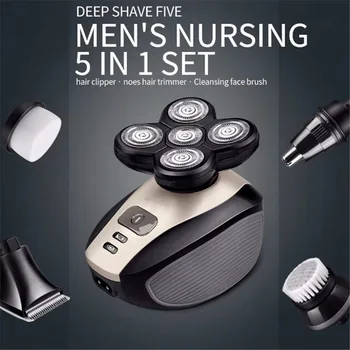 5 In 1 4D Men's Rechargeable Bald Head Electric Shaver 5 Floating Heads Beard Nose Ear Hair Trimmer Razor Clipper Facial Brush
5 In 1 4D Men's Rechargeable Bald Head Electric Shaver 5 Floating Heads Beard Nose Ear Hair Trimmer Razor Clipper Facial Brush