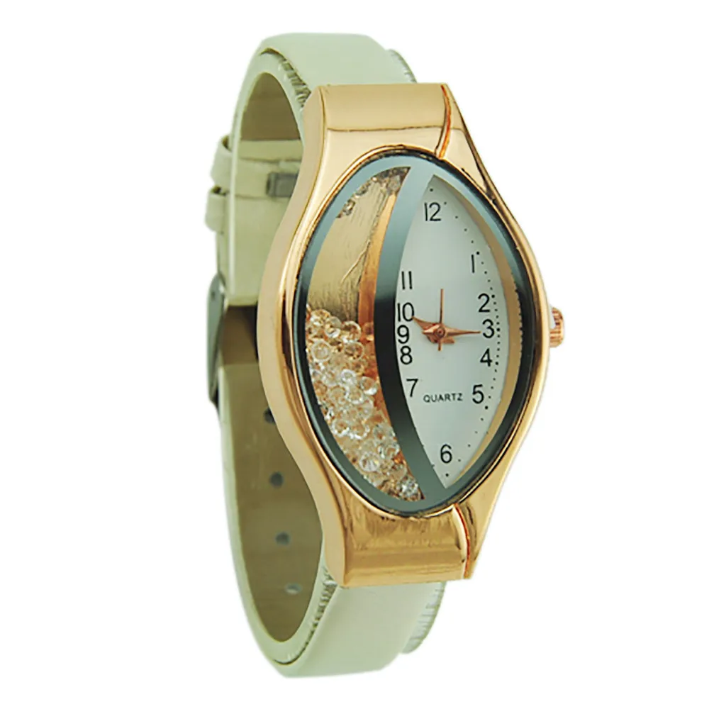 

woman watch 2019 black luxury Semilunar Flow Sand Type Ellipse Woman Fine Strap Small Dial Wristwatch Watch Gift watches 30Y