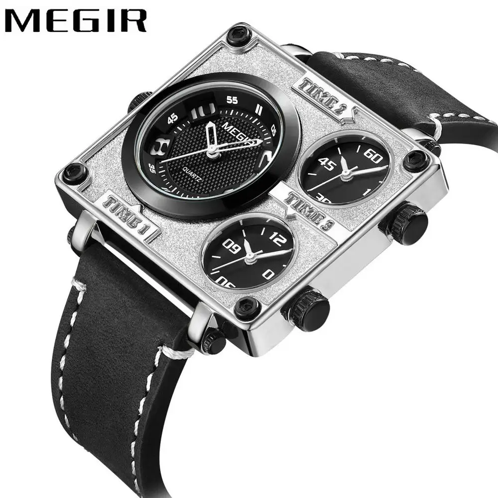 MEGIR Sports Quartz Watch Men Leather Strap Top Brand Luxury Man Watch Multiple Time Zones Waterproof Wristwatch Square Case
MEGIR Sports Quartz Watch Men Leather Strap Top Brand Luxury Man Watch Multiple Time Zones Waterproof Wristwatch Square Case
