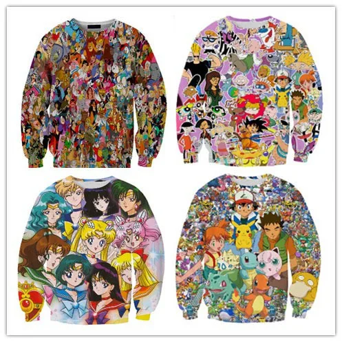 Pokemon/Sailor Moon/90'S Cartoon print 3d sweatshirt harajuku hoodies unisex men/women Pullover top size Drop Shipping
Pokemon/Sailor Moon/90'S Cartoon print 3d sweatshirt harajuku hoodies unisex men/women Pullover top size Drop Shipping