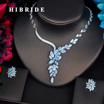 HIBRIDE Luxury Sparkly Marquise Cut Women Cubic Zirconia Jewelry Set Necklace Earring Sets Birthday Party Wholesale Price N-411
HIBRIDE Luxury Sparkly Marquise Cut Women Cubic Zirconia Jewelry Set Necklace Earring Sets Birthday Party Wholesale Price N-411