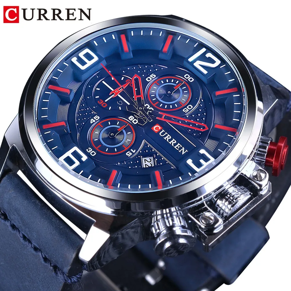 CURREN 2018 Ocean Series Blue Leather Belt 3 Dial Calendar Mens Creative Watch Top Brand Luxury Quartz Wrist Watches Male Clock
CURREN 2018 Ocean Series Blue Leather Belt 3 Dial Calendar Mens Creative Watch Top Brand Luxury Quartz Wrist Watches Male Clock