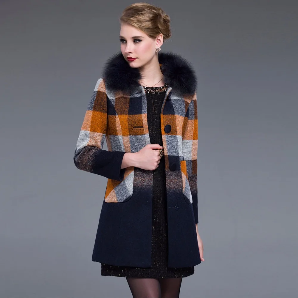 Winter Woolen Coat Women Fur Collar British Style Grid Cashmere Long Jacket Coat Women Plus Size 4XL 2018
Winter Woolen Coat Women Fur Collar British Style Grid Cashmere Long Jacket Coat Women Plus Size 4XL 2018