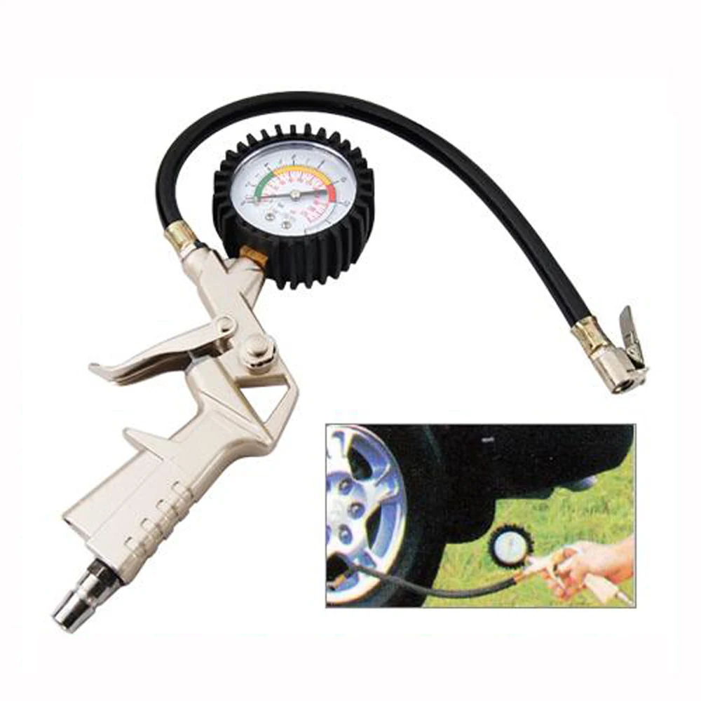 New Alloy Air Compressor Tyre Inflator Tool Gauge for Car Bicycle
New Alloy Air Compressor Tyre Inflator Tool Gauge for Car Bicycle