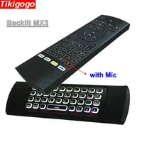 Tikigogo Backlit MX3 Backlight Mic Microphone Voice air mouse mini keyboard IR learning for android smart tv box remote control image
