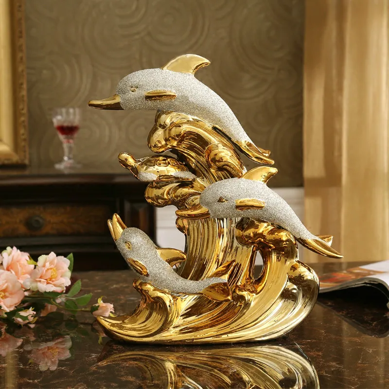 Fashionable Big Size Gold Dolphin Ceramic Handicraft Furnishing Articles Creative Gold-plated Dolphin Family
Fashionable Big Size Gold Dolphin Ceramic Handicraft Furnishing Articles Creative Gold-plated Dolphin Family