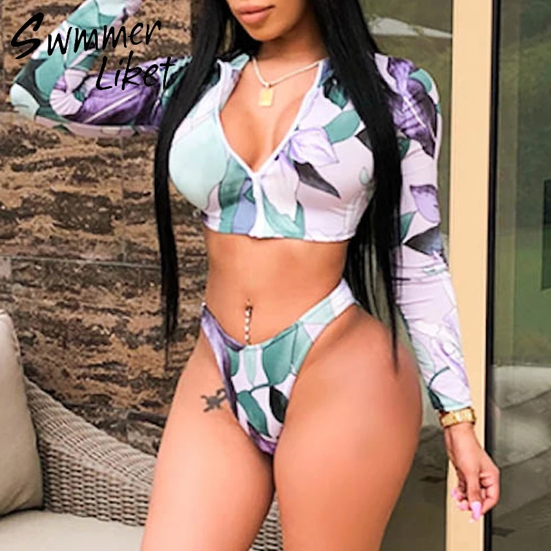 Zipper long sleeve female siwmsuit 2019 V bottom high cut bikini set Push up sexy swimwear plus size bathing suit women bathers
Zipper long sleeve female siwmsuit 2019 V bottom high cut bikini set Push up sexy swimwear plus size bathing suit women bathers