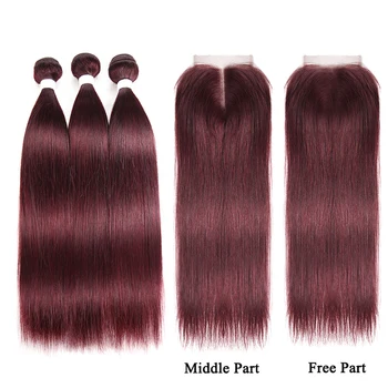 99J/Burgundy Red Hair Bundles With Closure Brazilian Non-Remy Hair Weave Extension 3 PCS Human Hair Bundles With Closure SOKU
99J/Burgundy Red Hair Bundles With Closure Brazilian Non-Remy Hair Weave Extension 3 PCS Human Hair Bundles With Closure SOKU