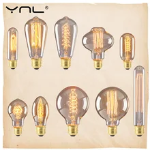Edison Lâmpada do vintage E27 220 v lâmpada Retro 40 w Incandescente Luz Lampada Ampola Filamento Edison Lâmpada do Bulbo Sprial ST64 bulbo de luz(China)