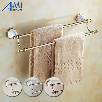 63GD Series Golden Polish Towel Bar with Diamond Bathroom Accessories Double Towel Bar Towel Rack With Hook Towel Shelf 50CM 
63GD Series Golden Polish Towel Bar with Diamond Bathroom Accessories Double Towel Bar Towel Rack With Hook Towel Shelf 50CM