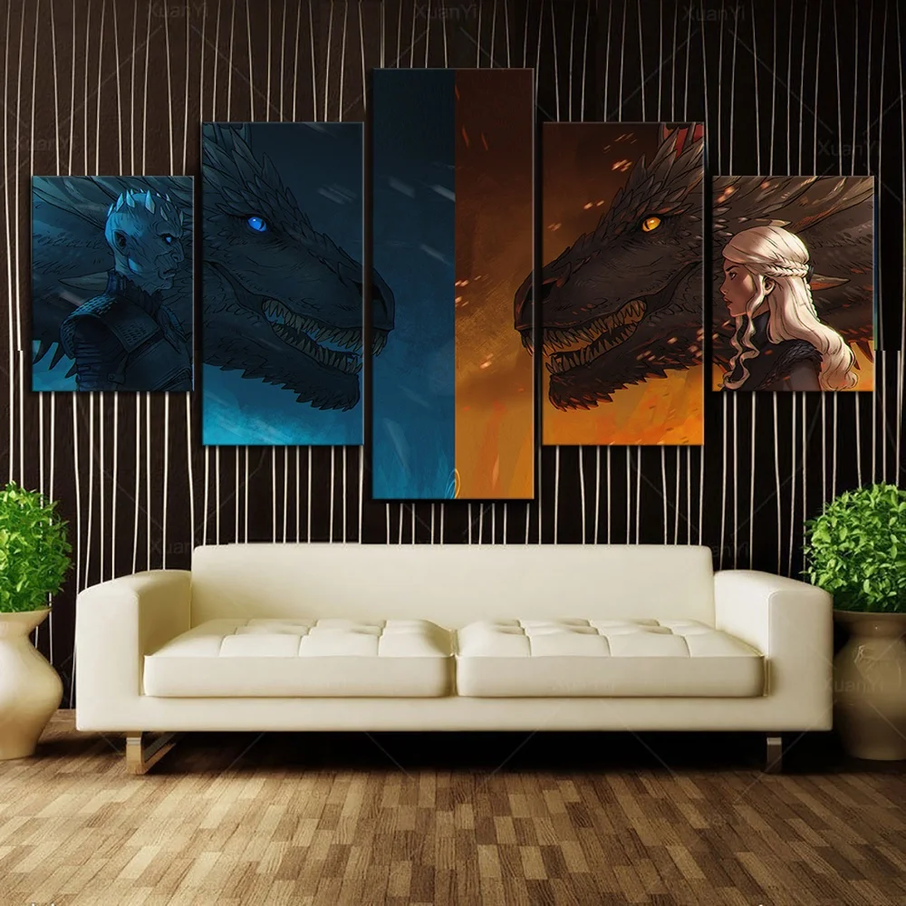 5 Piece HD Wall Art Cartoon Picture Printed Game of Thrones Movie Dragon Monther Posters Wall Picture for Living Room Decor
5 Piece HD Wall Art Cartoon Picture Printed Game of Thrones Movie Dragon Monther Posters Wall Picture for Living Room Decor