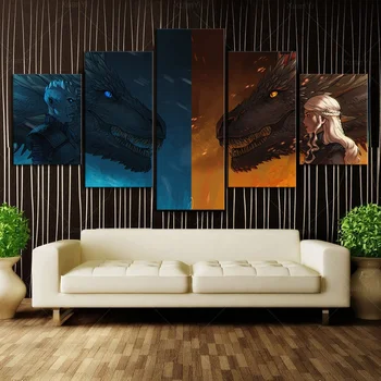 5 Piece HD Wall Art Cartoon Picture Printed Game of Thrones Movie Dragon Monther Posters Wall Picture for Living Room Decor
5 Piece HD Wall Art Cartoon Picture Printed Game of Thrones Movie Dragon Monther Posters Wall Picture for Living Room Decor