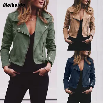 Women Jacket Solid Color Zip Up Turn-down Collar Long Sleeve Top Ladies Casual Coat Femme Outwear Party Clubwear 3Color
Women Jacket Solid Color Zip Up Turn-down Collar Long Sleeve Top Ladies Casual Coat Femme Outwear Party Clubwear 3Color