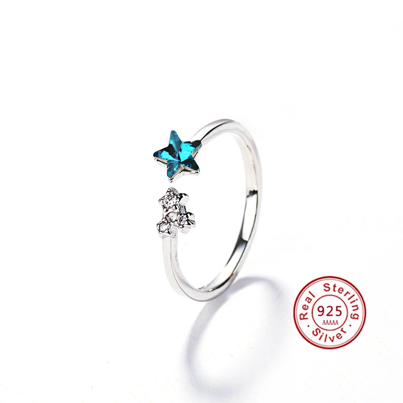 Original 925 Sterling Silver Cubic zirconia Double Crystal microscope Blue Star Adjustable open Rings For Women Gift Jewelry
Original 925 Sterling Silver Cubic zirconia Double Crystal microscope Blue Star Adjustable open Rings For Women Gift Jewelry