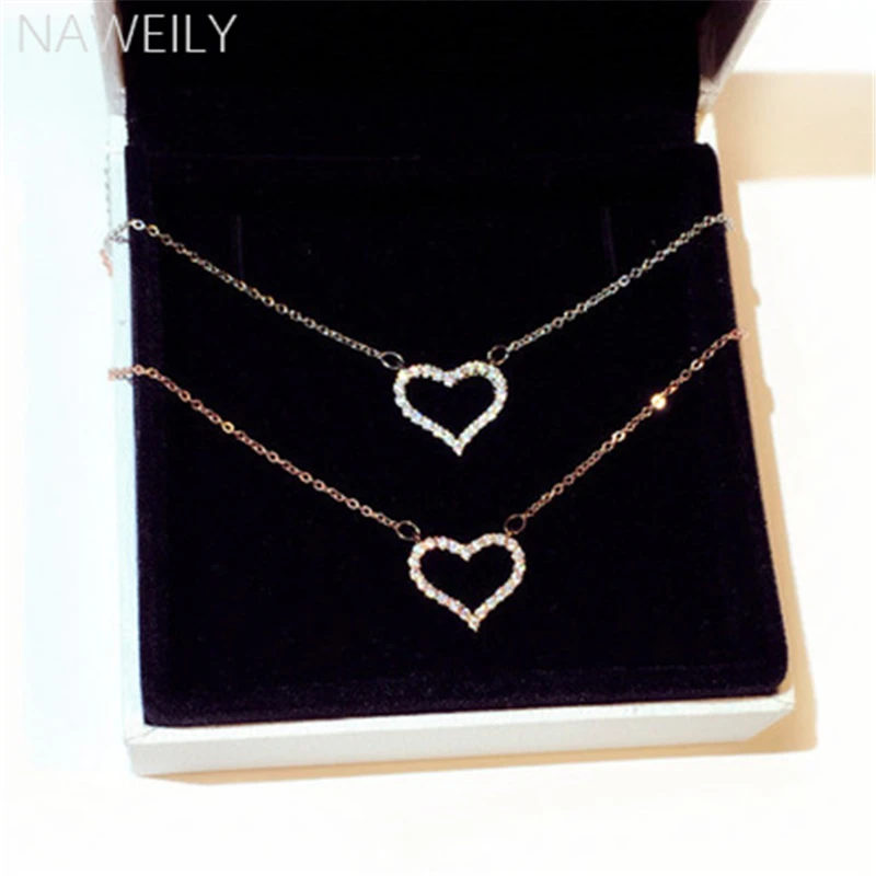 Fashion Shiny Heart Pendant Necklaces Women Jewelry Exquisite Rose Gold White Gold Crystal Short Clavicle Necklace
Fashion Shiny Heart Pendant Necklaces Women Jewelry Exquisite Rose Gold White Gold Crystal Short Clavicle Necklace