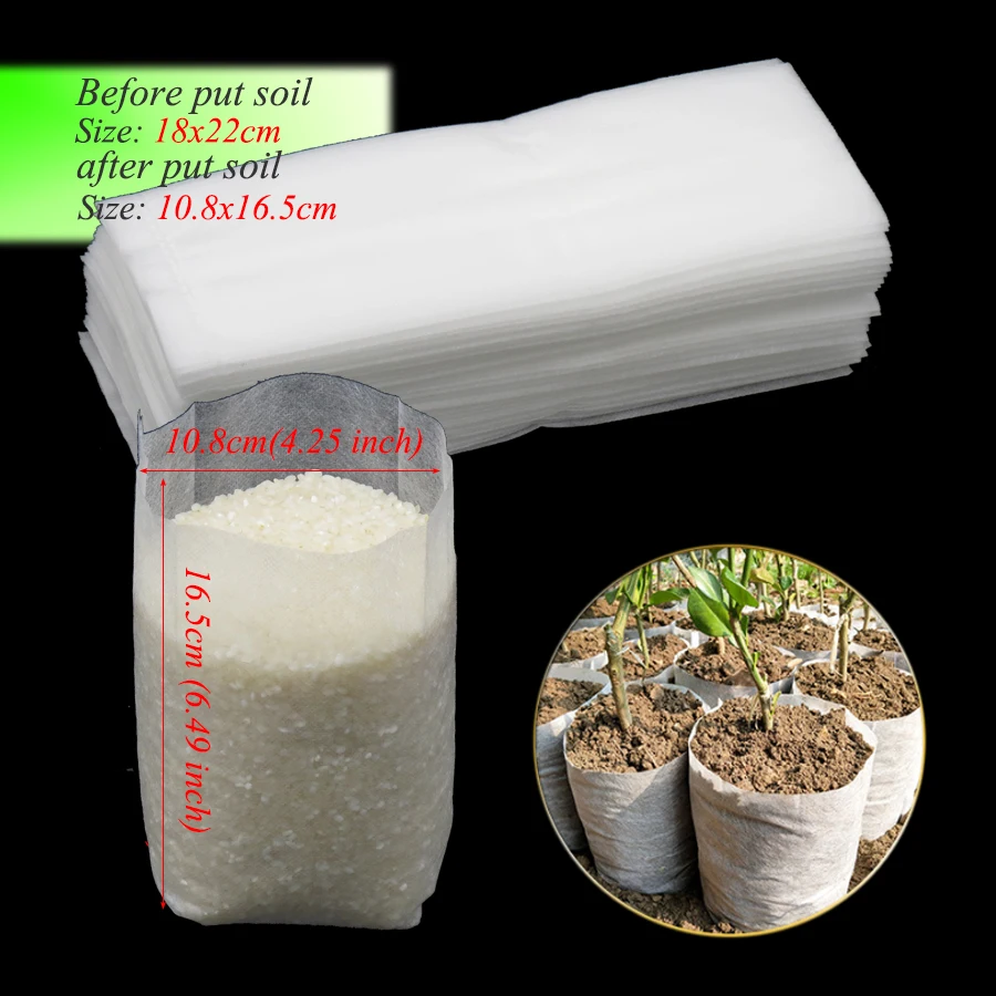 50PCS 18x22cm Non-woven Biodegradable Nursery Bags Protection Agriculture Use Tree Planting Grow Bags Cultivating Bag
50PCS 18x22cm Non-woven Biodegradable Nursery Bags Protection Agriculture Use Tree Planting Grow Bags Cultivating Bag