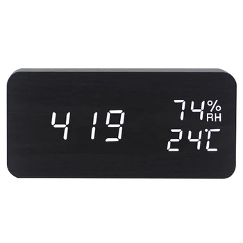 Digital Wood Alarm Clock LED Display Voice Control Time Date Temperature Display DC156
Digital Wood Alarm Clock LED Display Voice Control Time Date Temperature Display DC156