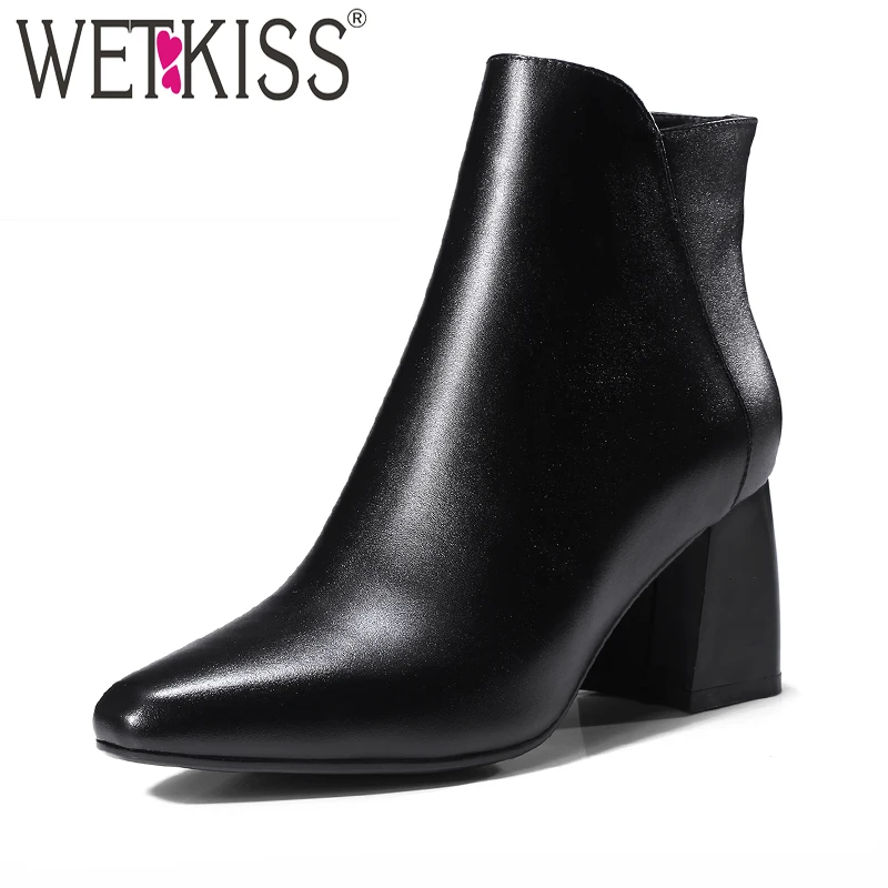 WETKISS Brand Design Charming Ankle Boots Side Zip Women's High Hoof Heel Shoes Genuine Leather Autumn Winter Boots 2018 New
WETKISS Brand Design Charming Ankle Boots Side Zip Women's High Hoof Heel Shoes Genuine Leather Autumn Winter Boots 2018 New