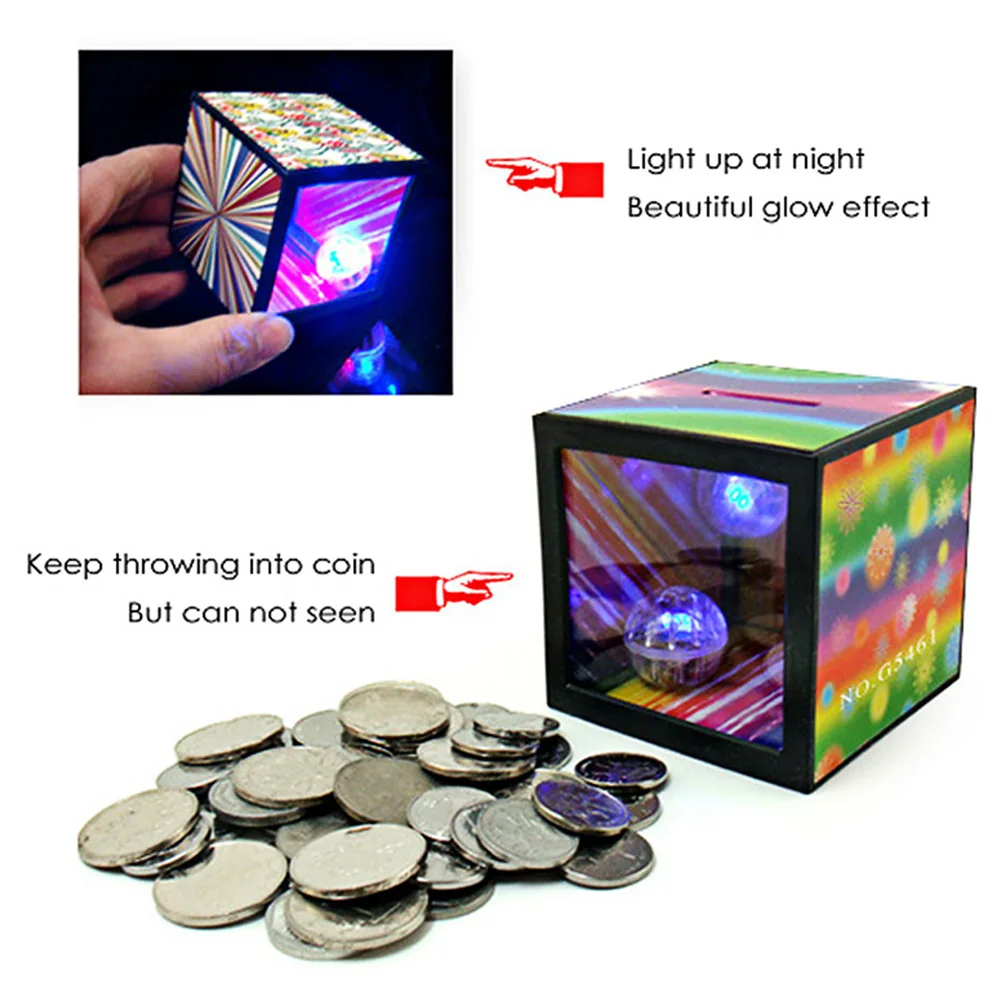 Funny Gadgets flash light up magic box piggy bank close up magic trick money box props coin disappear Toy Halloween Decorations
Funny Gadgets flash light up magic box piggy bank close up magic trick money box props coin disappear Toy Halloween Decorations