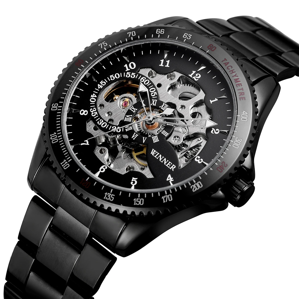 Relogio Masculion WINNER мужские роскошные брендовые новые черные наручные часы с скелетом
