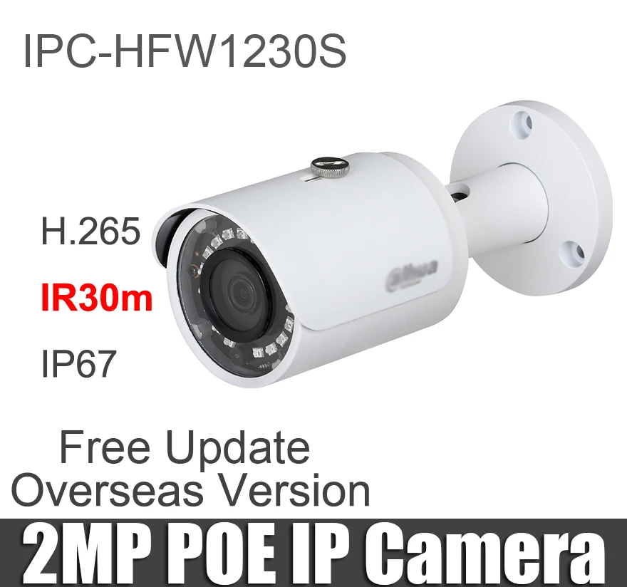 Dahua IPC-HFW1230S 2MP bullet IP camera replace IPC-HFW1320S Outdoor Day&Night poe IR 30m ip67 security camera cctv IPC-SF125
Dahua IPC-HFW1230S 2MP bullet IP camera replace IPC-HFW1320S Outdoor Day&Night poe IR 30m ip67 security camera cctv IPC-SF125