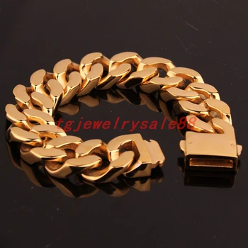 20mm Wide Heavy Casting Chain Bracelet Men's Wristband Jewelry Stainless Steel Gold Color Cuban Curb Link Chain Bangle 8.66"
20mm Wide Heavy Casting Chain Bracelet Men's Wristband Jewelry Stainless Steel Gold Color Cuban Curb Link Chain Bangle 8.66"