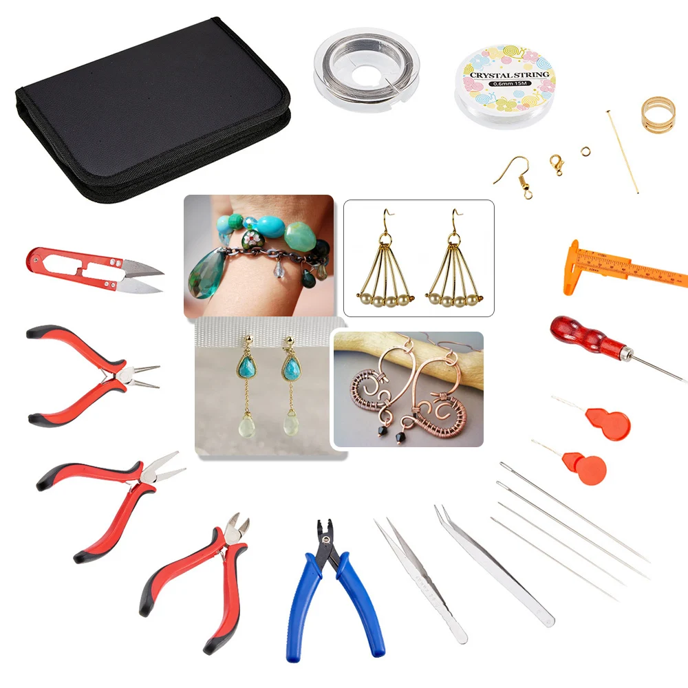 DIY Jewelry Making Supplies Kit with Repairing Tools Hand Tool with Storage Bag DIY Apparel Sewing for Jewelry Making Lovers
DIY Jewelry Making Supplies Kit with Repairing Tools Hand Tool with Storage Bag DIY Apparel Sewing for Jewelry Making Lovers
