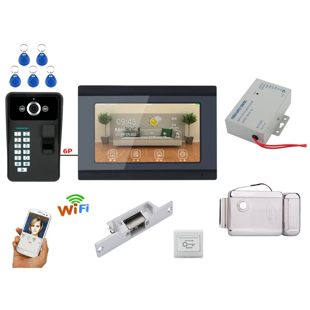 Home Security 7 inch Wired/Wireless Wifi Fingerprint Video Door Phone Doorbell Intercom System with Electric Strike Lock
Home Security 7 inch Wired/Wireless Wifi Fingerprint Video Door Phone Doorbell Intercom System with Electric Strike Lock