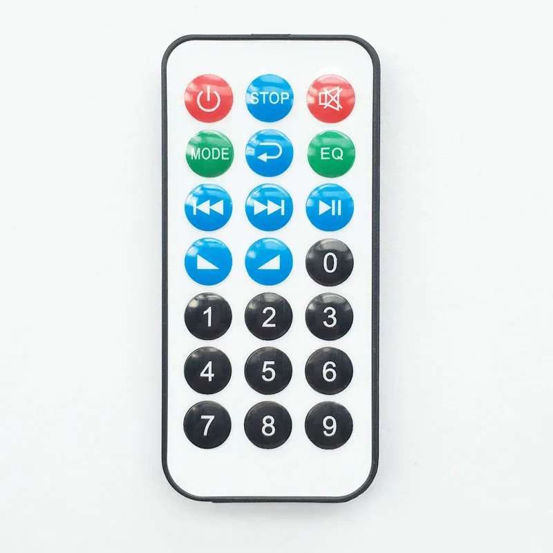 21 Keys Remote controller MP3 Decording board IR Remoter Control MP3 Kit IR Music Player Reciver (not universal use)
21 Keys Remote controller MP3 Decording board IR Remoter Control MP3 Kit IR Music Player Reciver (not universal use)
