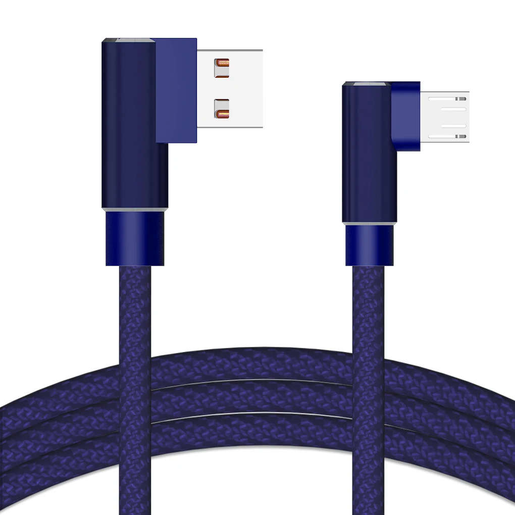 

8 Pin Type-C Micro USB 1m Charging Cable Double Elbow USB Cable 2A Sync Data Nylon Woven TPE for Android IOS