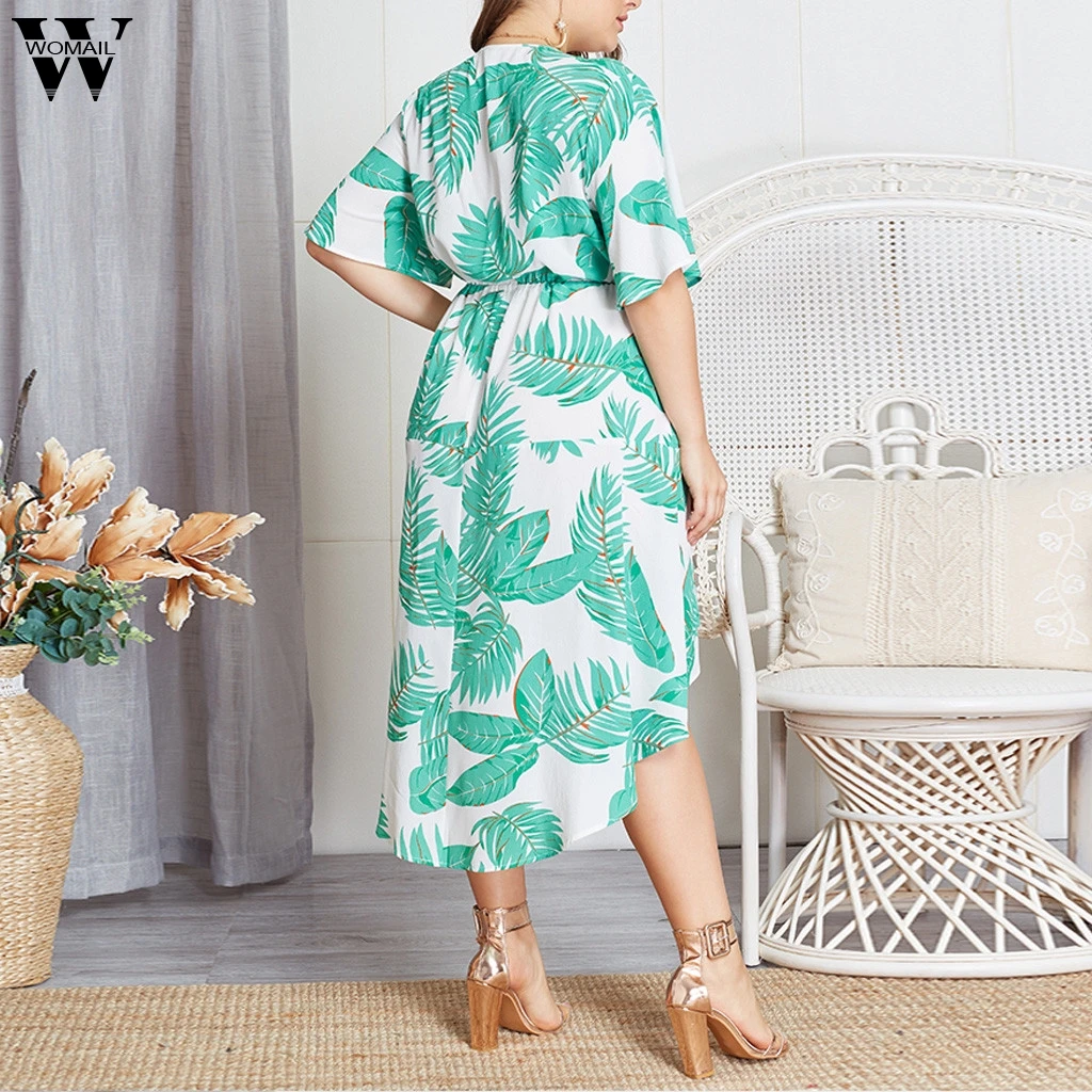 Womail Women's Plus Size dress Fashion Leaf Print Short Sleeve V-Neck Dress Ladies Holiday Dress Standard autumn Dresses XL-4XL
Womail Women's Plus Size dress Fashion Leaf Print Short Sleeve V-Neck Dress Ladies Holiday Dress Standard autumn Dresses XL-4XL