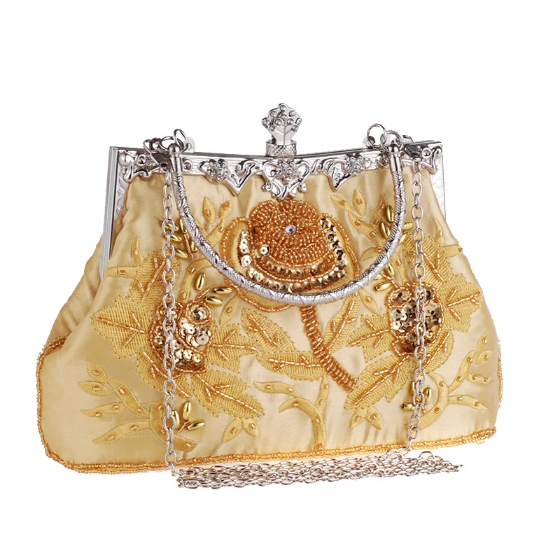 Vintage Women's Silk Evening Party Clutch Fit Cheongsam Metal Handle Beading Female Flap Hobos Lady Floral Embroidered Handbag
Vintage Women's Silk Evening Party Clutch Fit Cheongsam Metal Handle Beading Female Flap Hobos Lady Floral Embroidered Handbag
