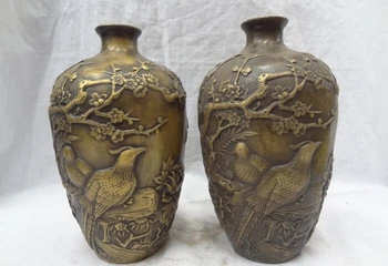 song voge gem S2362 8" Chinese Pure Bronze 2 Magpie Bird Pine Tree Statue HanZi Flower Pot Vase Pair
song voge gem S2362 8" Chinese Pure Bronze 2 Magpie Bird Pine Tree Statue HanZi Flower Pot Vase Pair