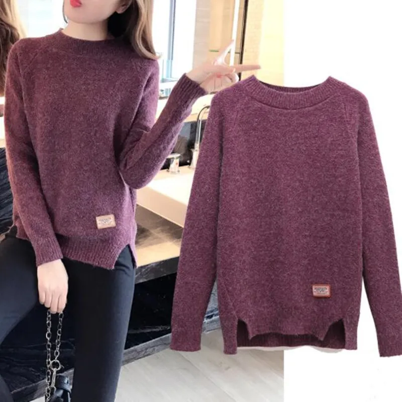 Новый осенне-зимний модный пуловер с круглым вырезом женский свободный Короткий