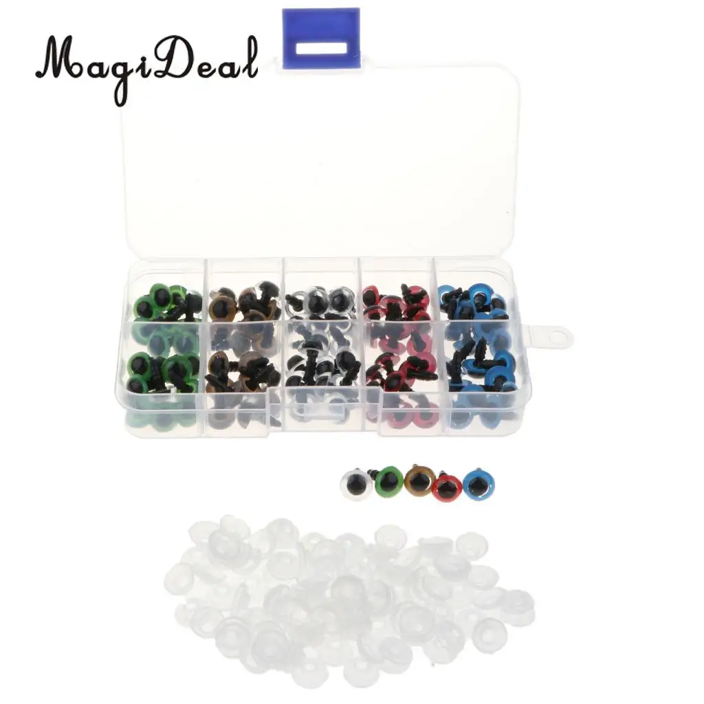 100 Piece Multi-Color Glass Eyes W/ Washers Kits For Doll DIY Making 8mm/10mm/12mm