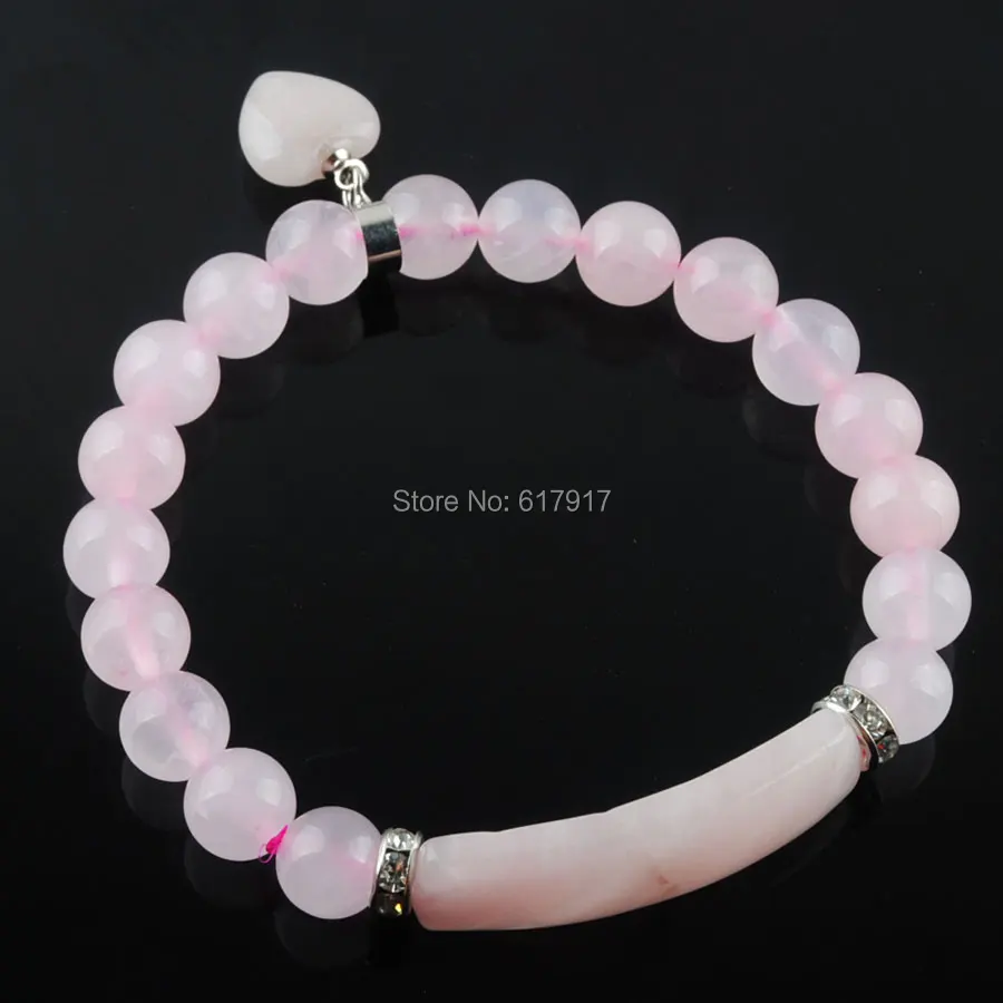 Natural Rose Quartzs Gem Stone Beads Strand Bracelets & Bangles Heart Shape Silver-color Fitting Women Jewelry Love Gifts TK3341
Natural Rose Quartzs Gem Stone Beads Strand Bracelets & Bangles Heart Shape Silver-color Fitting Women Jewelry Love Gifts TK3341