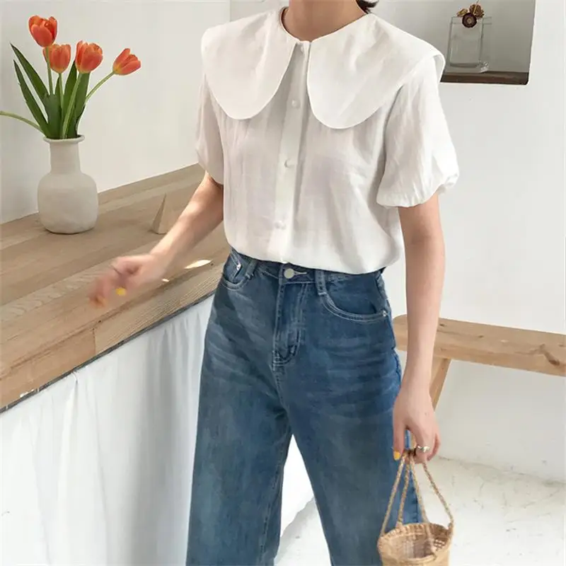 Casual Puff Sleeve Lapel Shirt Women's Summer Shirts Kawaii Ulzzang Lovely Female Sweet Harajuku Cute Top For Women Cute Tee
Casual Puff Sleeve Lapel Shirt Women's Summer Shirts Kawaii Ulzzang Lovely Female Sweet Harajuku Cute Top For Women Cute Tee