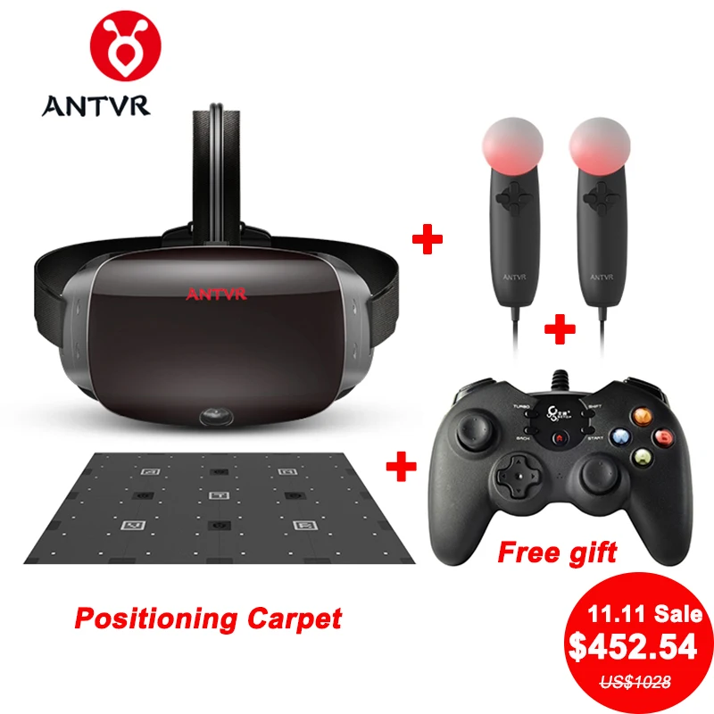 

ANTVR 2T Kit2 2K PC VR Headset 3D Helmet VR Glasses Controllers 9Pcs Positioning Carpet Competitor For HTC Vive VR 3D Glasses