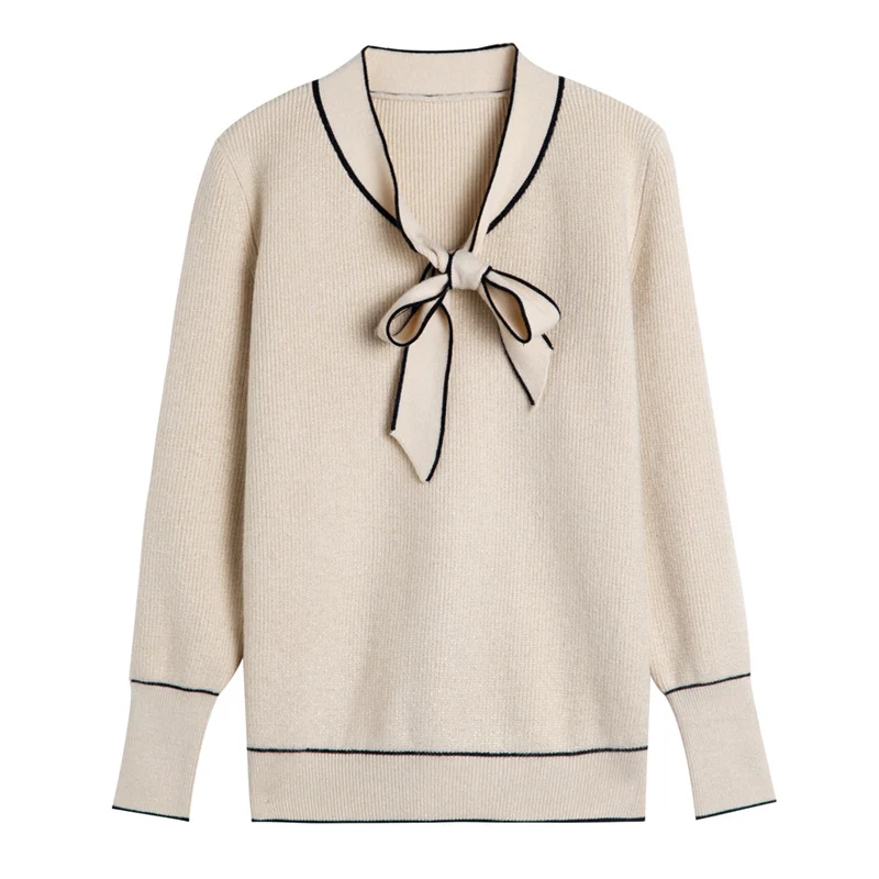 Bow Tie Neck Sweater V Neck Women 2019 Autumn Winter Striped Contrast Color Knitted Sweater New Fashion Pullovers Sweaters Tops
Bow Tie Neck Sweater V Neck Women 2019 Autumn Winter Striped Contrast Color Knitted Sweater New Fashion Pullovers Sweaters Tops
