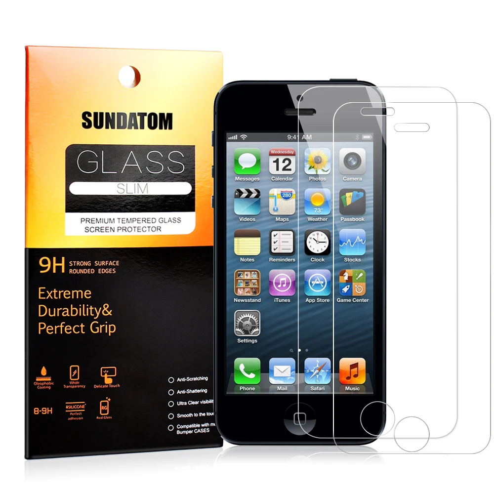 SUNDATOM Tempered Glass Screen Protector for iPhone5 iPhone SE 5 5C 5S 5SE HD Clear Film Glossy Anti-Glare Round Edge
SUNDATOM Tempered Glass Screen Protector for iPhone5 iPhone SE 5 5C 5S 5SE HD Clear Film Glossy Anti-Glare Round Edge