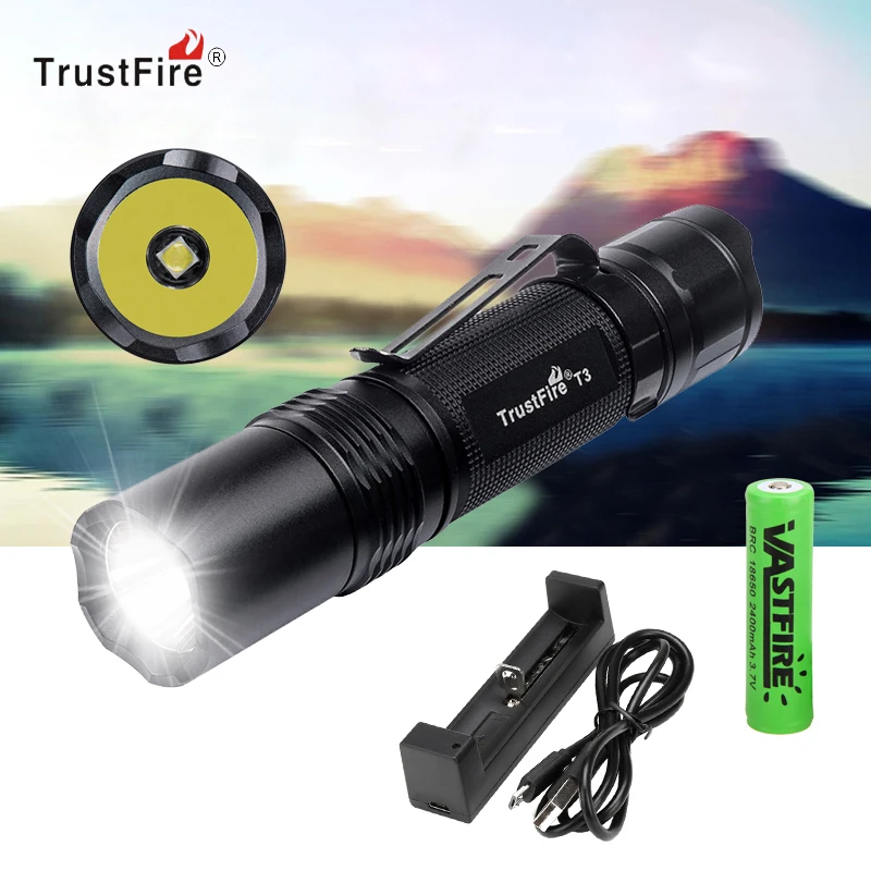 

Led flashlight Ultra Bright torch T3 Camping light 1 switch Modes 1000 LM Zoomable Bicycle Light use 18650/CR123A Battery