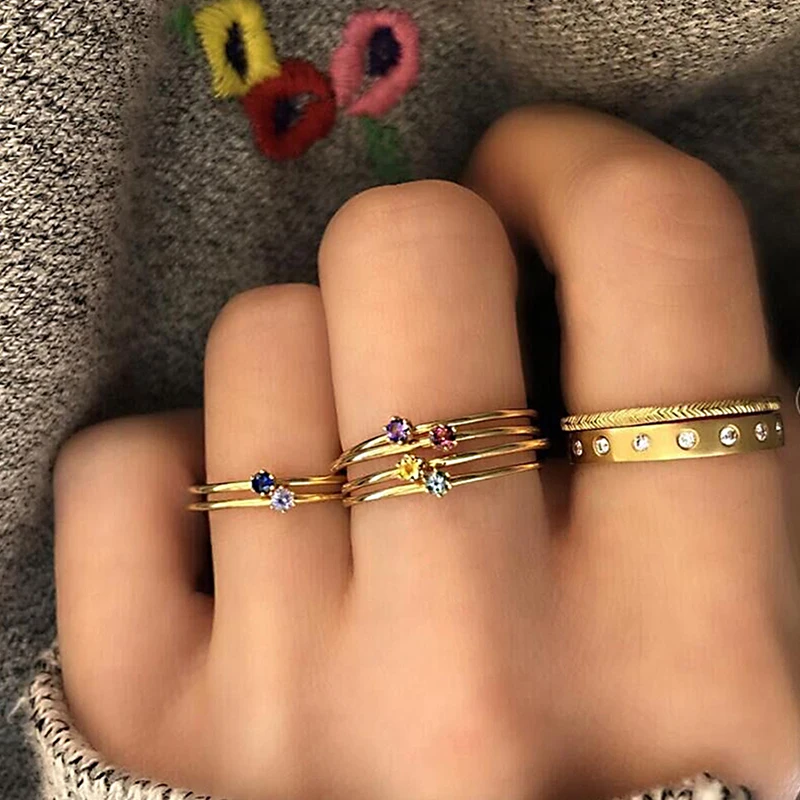 8 Pcs/ Set Simple Exquisite Round Thread Geometric Color Crystal Gem Women Stacking Ring Set Fashion Wedding Jewelry Gift
8 Pcs/ Set Simple Exquisite Round Thread Geometric Color Crystal Gem Women Stacking Ring Set Fashion Wedding Jewelry Gift