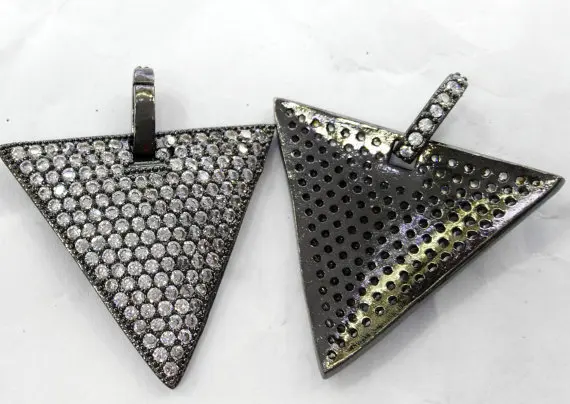 Фото 12pcs 15-50mm CZ Micro Pave Diamond Cubic Zirconia triangle beads Healing Hand sharp spikes coin Charms Pendants | Украшения и