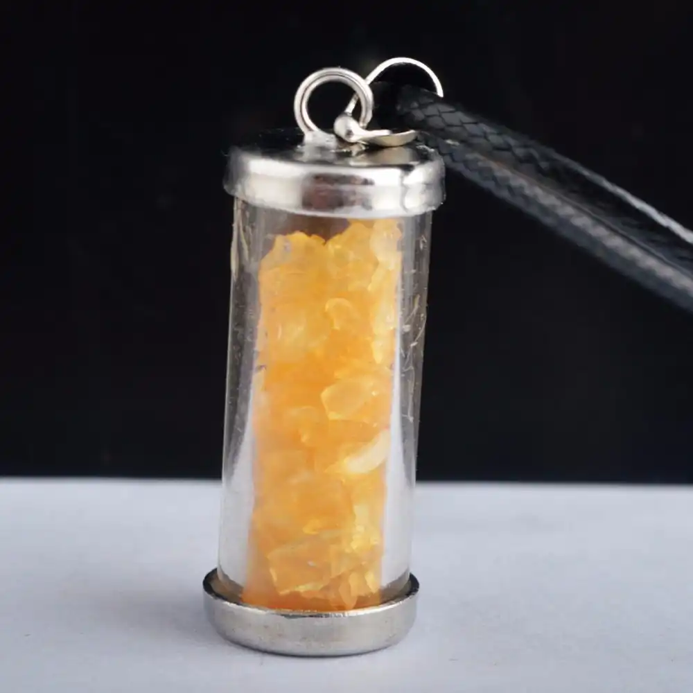 Feng Shui Citrine Crystal Wealth Vase Pendant Y1277c Pendant Chain