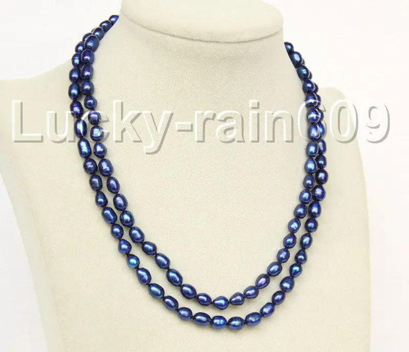 FREE SHIPPING 16-17" 2row rice navy-blue pearls necklace gold plated clasp E8680
FREE SHIPPING 16-17" 2row rice navy-blue pearls necklace gold plated clasp E8680