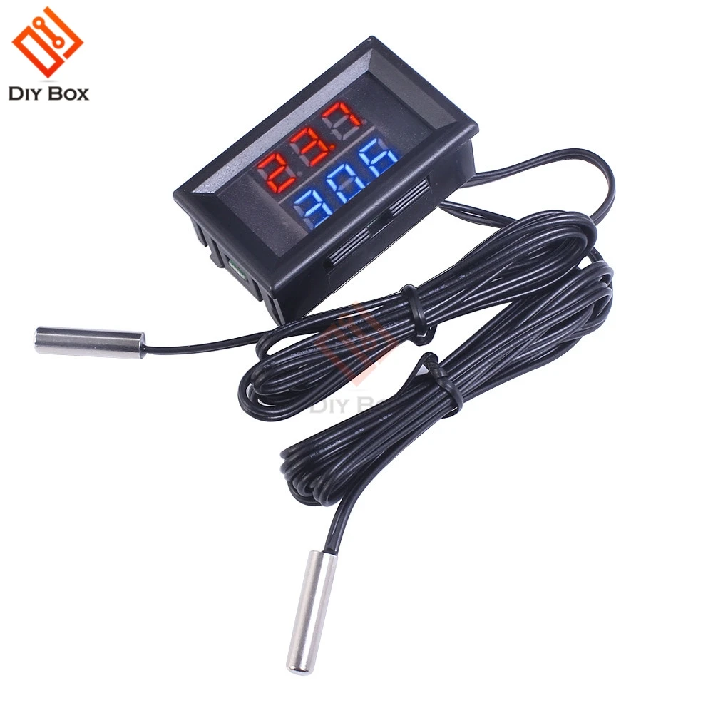 

DC 4V-28V Mini Dual Display Digital Thermometer W/ Dual NTC Waterproof Metal Probe Temperature Sensor Tester for Car Room Indoor