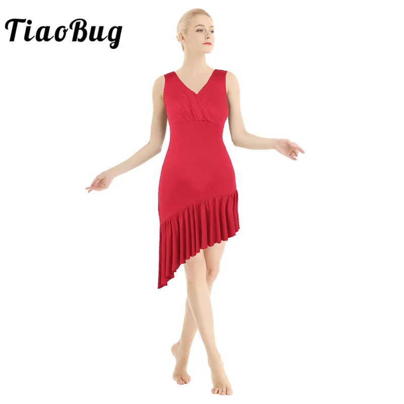 TiaoBug Adult Sleeveless V-neck Asymmetrical Ruffle Rumba Tango Salsa Women Fringe Latin Dance Dress Competition Stage Costume
TiaoBug Adult Sleeveless V-neck Asymmetrical Ruffle Rumba Tango Salsa Women Fringe Latin Dance Dress Competition Stage Costume