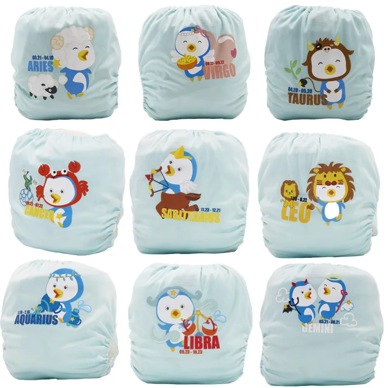 New 12 Constellation Baby Cloth Diaper Cover Printed Washable Nappy Leakproof With Microfiber Insert Light Blue Color Diaper
New 12 Constellation Baby Cloth Diaper Cover Printed Washable Nappy Leakproof With Microfiber Insert Light Blue Color Diaper