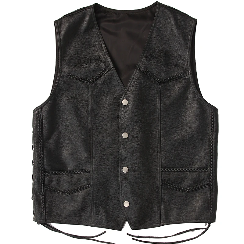 Men's Leather Vest Motorcycle Biker Club Cow Genuine Leather Vest Waistcoat Black High Quality
Men's Leather Vest Motorcycle Biker Club Cow Genuine Leather Vest Waistcoat Black High Quality